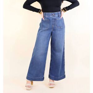 SPANX | EveryWear Cropped Wide Leg Denim Jeans with Patch Pockets sz Medium